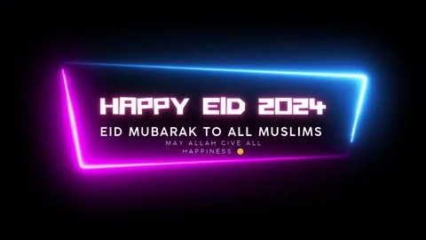 Happy Eid 2024 intro video black background overlay video effect blue and pink Stock Footage 269780541