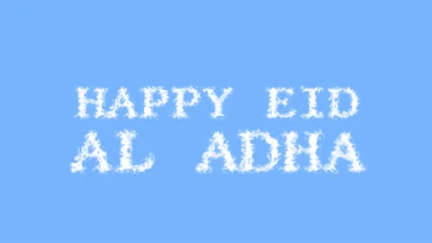 Happy Eid Al Adha cloud text effect sky isolated background Stock Footage 139642151