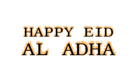 Happy Eid Al Adha fire text effect white isolated background Stock Footage 137898953