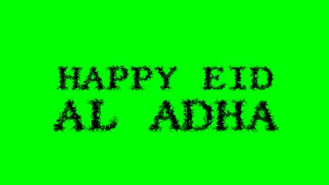 Happy Eid Al Adha smoke text effect green isolated background Stock Footage 139635873