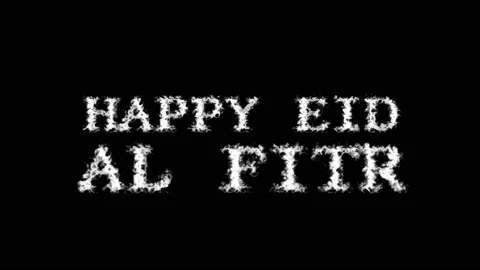 Happy Eid al Fitr cloud text effect black isolated background Stock Footage 139642102
