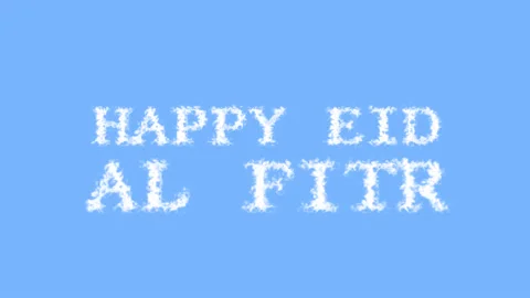 Happy Eid al Fitr cloud text effect sky isolated background Stock Footage 139642108