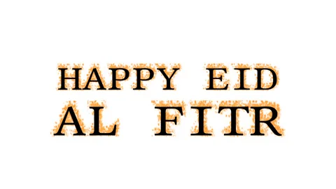 Happy Eid al Fitr fire text effect white isolated background Stock Footage 137898948