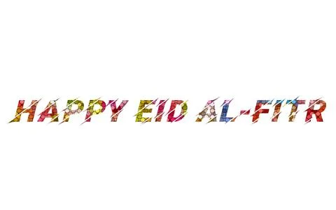 Happy Eid Al-Fitr text image stock design in colorful style letters Stock Illustration