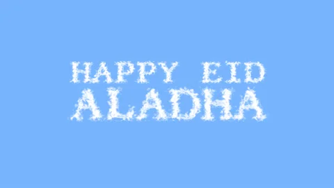 Happy Eid AlAdha cloud text effect sky isolated background Stock Footage 139641369