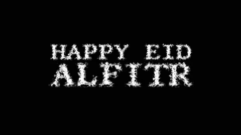 Happy Eid alFitr cloud text effect black isolated background Stock Footage 139641199