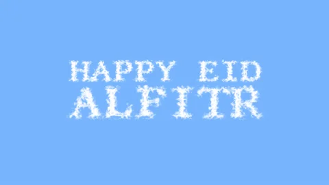 Happy Eid alFitr cloud text effect sky isolated background Stock Footage 139641229
