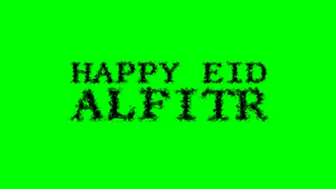 Happy Eid alFitr smoke text effect green isolated background Stock Footage 139634521