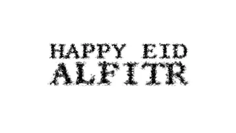 Happy Eid alFitr smoke text effect white isolated background Stock Footage 139634575