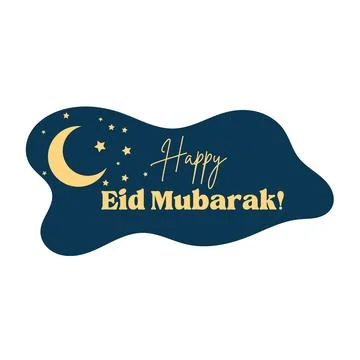 Happy eid mubarak crescent moon and stars festive greeting decorative element Stock Illustration