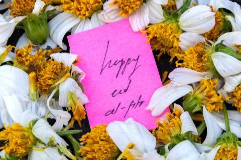 Happy eid mubarak. Eid Mubarak in Bloom. Happy Eid with Floral Charm Stock Photos