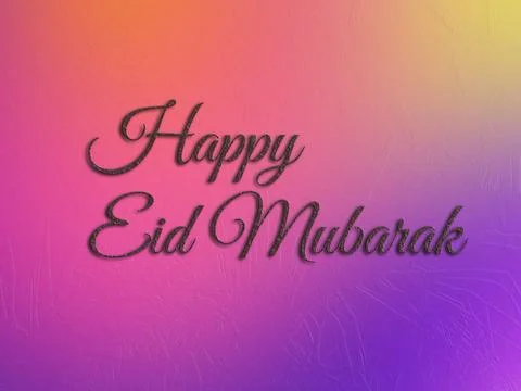 Happy Eid Mubarak message in elegant calligraphy set against a vibrant pink.. Stock Illustration