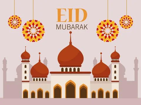 Happy eid mubarak poster 스톡 일러스트
