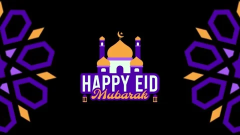 "Happy Eid Mubarak" text on black background 스톡 동영상 303637694