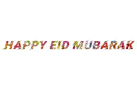 Happy Eid Mubarak text image stock design in colorful style letters Stock Illustration
