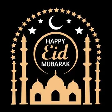 Happy Eid Mubarak typography vector art Stock Illustration