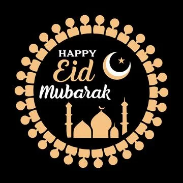 Happy Eid Mubarak typography vector art Stock Illustration