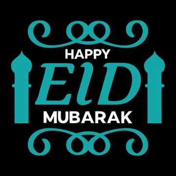 Happy Eid Mubarak typography vector art Stock Illustration