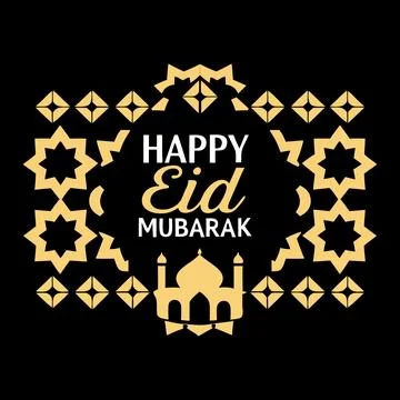 Happy Eid Mubarak typography vector art Stock Illustration