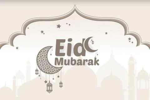 Happy Eid Mubarak Vector Illustration Background Greetings Stock Illustration