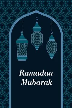 Happy Eid Mubarak! Vector illustration of lanterns, pattern and window for .. Illustrazione stock