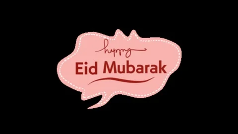 Happy Eid Mubarak Widescreen Speech Bubble Orange Stock-Footage 344765249