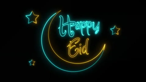 HAPPY EID NEON RENDER Stock Footage 262541250