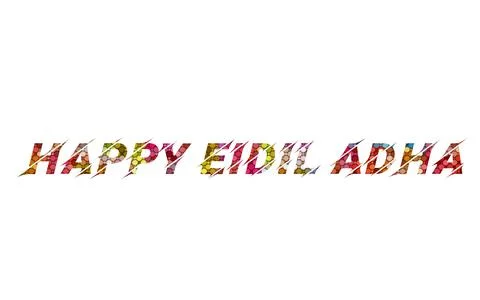 Happy Eidil Adha text image stock design in colorful style letters Stock Illustration