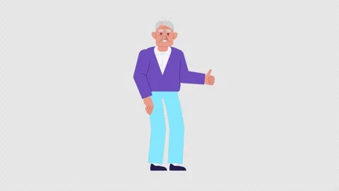 Happy elderly man standing and showing thumb up. senior man, positive emotion Stock Footage 254486682