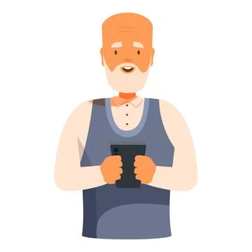 Happy elderly man using mobile phone, staying connected in digital age Illustrazione stock