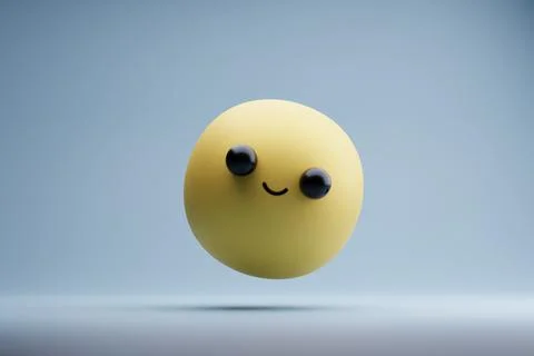 Happy emoticon, 3D render, studio, light background, digital art Stock Illustration