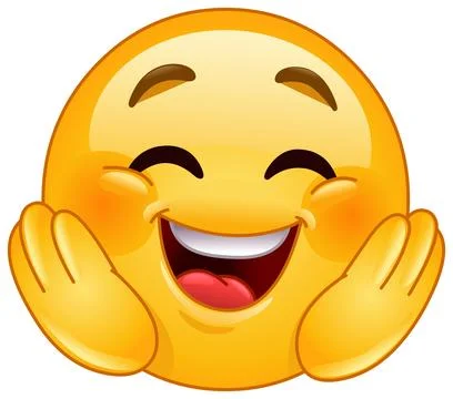 Happy Emoticon with Hands on Cheeks Illustrazione stock