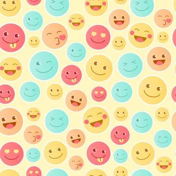 Happy emoticon pattern template Stock Illustration