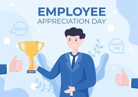 Happy Employee Appreciation Day Cartoon Illustration to Give Thanks or Recogn Stock Illustration