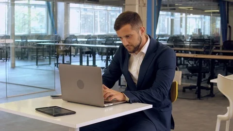 Happy employee using computer at work Stock Footage 101465280