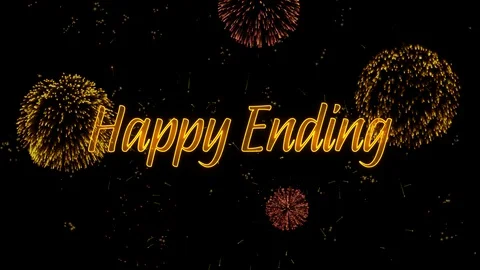 Happy Ending Greeting text with particles, colored fireworks, sparks and stars 動画素材 99053333