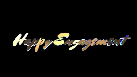 Happy Engagement Gold Script Text Animation on Black Background Stock Footage 330919653