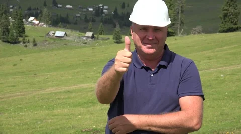 Happy Engineer Showing with Finger in Your Direction and Make Thumbs Up Gesture. Video stock 67419436