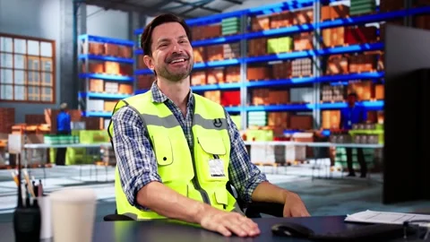 Happy Engineer At Warehouse Facility Stock Footage 288570714