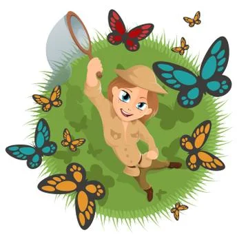 Happy entomologist Stock Illustration