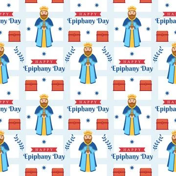Happy Epiphany Day Seamless Pattern Design Christian Festival to Faith in T.. Stockillustratie