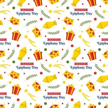 Happy Epiphany Day Seamless Pattern Design Christian Festival to Faith in T.. Illustrazione stock