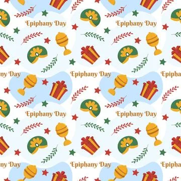 Happy Epiphany Day Seamless Pattern Design Christian Festival to Faith in T.. イラスト素材