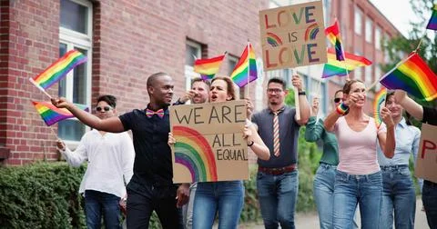 Happy Equality Rainbow Parade Stock-Fotos