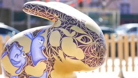 Happy Ester rabbit figure Stock Footage 88677203