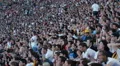 Happy Excited Crowd German People Standing Waving Flags Football Match Euphory HD Footage