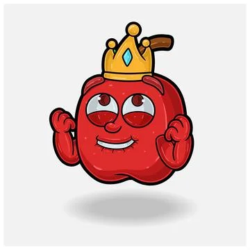 Happy expression with Apple Fruit Crown Mascot Character Cartoon. Stock Illustration