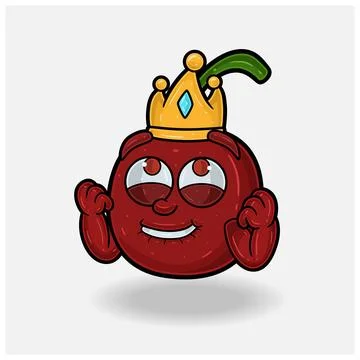 Happy expression with Cherry Fruit Crown Mascot Character Cartoon. Stock Illustration