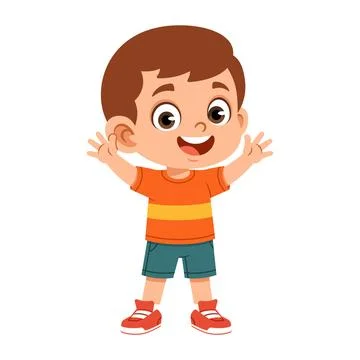 Happy Expression of Flat Boy Character Stock Illustration