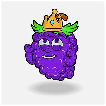 Happy expression with Grape Fruit Crown Mascot Character Cartoon. Stock Illustration